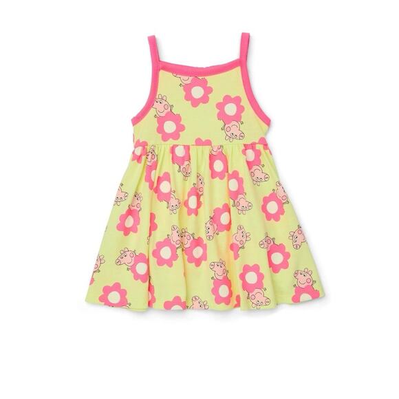 Peppa Pig Toddler Girls Graphic Print Tank Dress 12 Months Floral Summer Cute - Picture 1 of 6